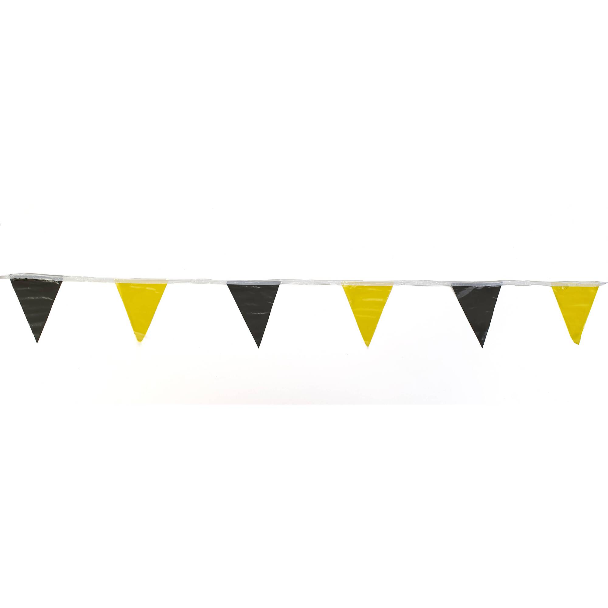 Mutual Industries 14991-4191-0 60’ Yellow/Black Pennant Flags 10/Box
